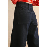 Miou Muse - Indigo Denim Straight Wide Leg Pants - Indigo Blue