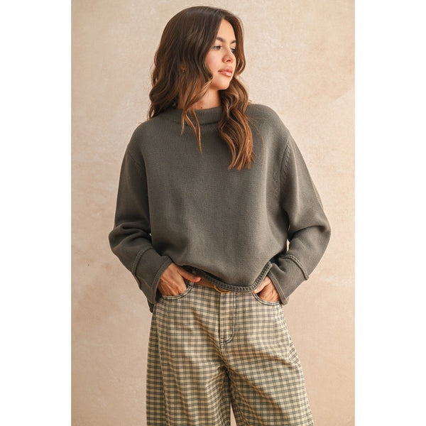 Miou Muse - Long Sleeve Sweater - Olive
