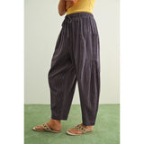 Miou Muse - Pinstriped Loose Pants w Pockets - Navy/Stone