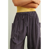 Miou Muse - Pinstriped Loose Pants w Pockets - Navy/Stone