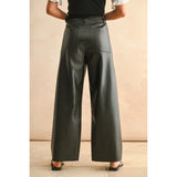 Miou Muse - Pintuck Detail Faux Leather Pants - Black