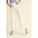 Miou Muse - Straight Wide Leg Denim Pants - Cream