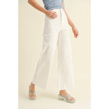 Miou Muse - Straight Wide Leg Denim Pants - Cream