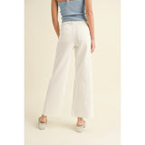 Miou Muse - Straight Wide Leg Denim Pants - Cream