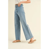 Miou Muse - Straight Wide Leg Denim Pants - Denim