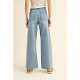 Miou Muse - Straight Wide Leg Denim Pants - Denim