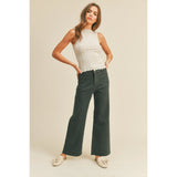 Miou Muse - Straight Wide Leg Pants with Front Pocket - Faded Navy