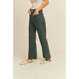 Miou Muse - Straight Wide Leg Pants with Front Pocket - Faded Navy