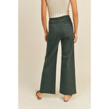 Miou Muse - Straight Wide Leg Pants with Front Pocket - Faded Navy