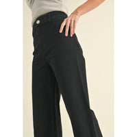 Miou Muse - Straight Wide Leg Denim Pants - Washed Black