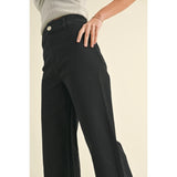 Miou Muse - Straight Wide Leg Denim Pants - Washed Black