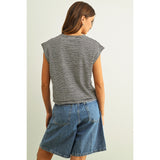 Miou Muse - Striped Slub Top - Black/White