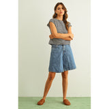 Miou Muse - Striped Slub Top - Black/White