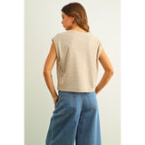 Miou Muse - Striped Slub Top - Tan/White