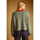By Together - Stripe With Multi Color Knit Top - Brown/Navy