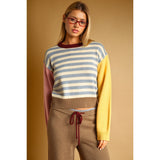 By Together - Stripe With Multi Color Knit Top - Blue Multi