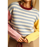 By Together - Stripe With Multi Color Knit Top - Blue Multi
