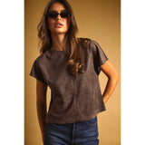 Miou Muse - Suede Crop Top - Red Bean