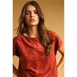 Miou Muse - Suede Crop Top - Rust