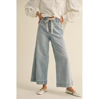Miou Muse - Washed Denim with Tie Fronts - Denim