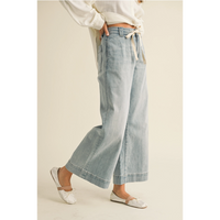Miou Muse - Washed Denim with Tie Fronts - Denim