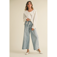 Miou Muse - Washed Denim with Tie Fronts - Denim