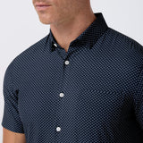 Mizzen + Main - Leeward SS Dress Shirt - Navy Crest Dot
