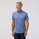Mizzen + Main - Halyard Short Sleeve Dress Shirt - Cobalt Retro Boomerang