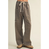 Mustard Seed - Drawstring Waist Wide Leg Utility Trouser - Espresso
