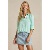 Naked Zebra - Half Sleeve Hi-Lo Bubble Hem Blouse - Fair Aqua