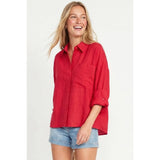Naked Zebra - Linen Blend Shirt - Red
