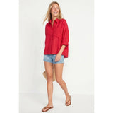 Naked Zebra - Linen Blend Shirt - Red
