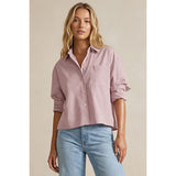 Naked Zebra - Rolled Sleeve Button Up Blouse - Dusty Pink