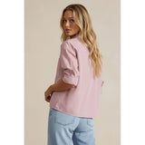 Naked Zebra - Rolled Sleeve Button Up Blouse - Dusty Pink