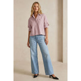 Naked Zebra - Rolled Sleeve Button Up Blouse - Dusty Pink