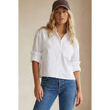 Naked Zebra - Rolled Sleeve Button Up Blouse - White