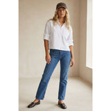 Naked Zebra - Rolled Sleeve Button Up Blouse - White