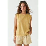 Naked Zebra - Round Neck Garment Wash Sleeveless Top - Banana