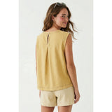 Naked Zebra - Round Neck Garment Wash Sleeveless Top - Banana