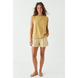Naked Zebra - Round Neck Garment Wash Sleeveless Top - Banana