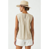 Naked Zebra - Round Neck Garment Wash Sleeveless Top - Tan