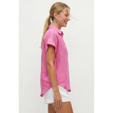 Naked Zebra - Cotton Short Sleeve Popover Blouse - Hot Pink