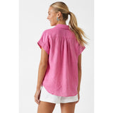 Naked Zebra - Cotton Short Sleeve Popover Blouse - Hot Pink