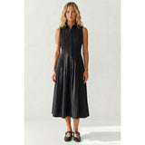Naked Zebra - Sleeveless Midi Shirt Dress - Black