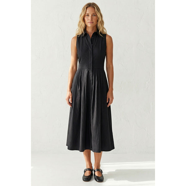 midi sleeveless shirt dress Naked Zebra - Sleeveless Midi Shirt Dress