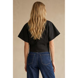 Naked Zebra - Tailored Taffeta Short Sleeve Blouse - Black