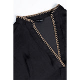 Naked Zebra - Whipstitch Drop Shoulder Regular Blouse - Black