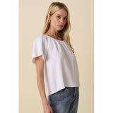 Olivaceous - Melina Gathered Short Sleeve Blouse - Off White