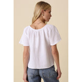 Olivaceous - Melina Gathered Short Sleeve Blouse - Off White