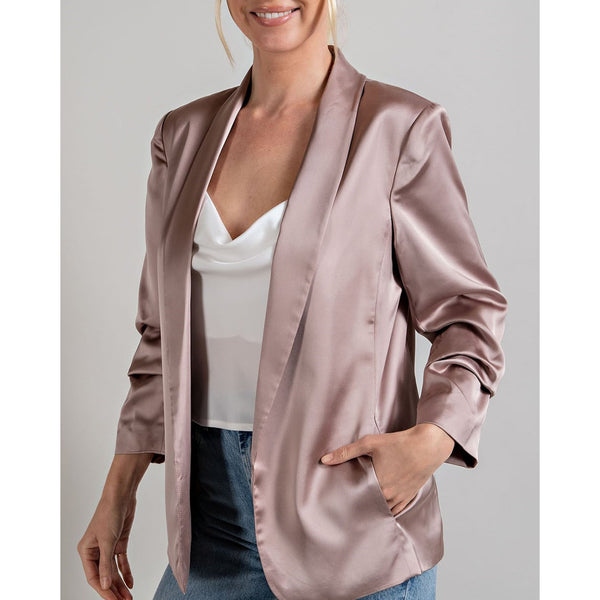 ee:some - Satin Shawl Blazer - Champagne